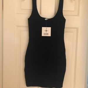 NWT LF Mini Dress Black Ribbed Stretchy Bodycon